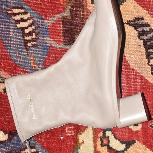 ACNE STUDIO Logo Leather Ankle Boot Made in Italy Stunning Funky Boot Size 40 - Picture 7 of 13